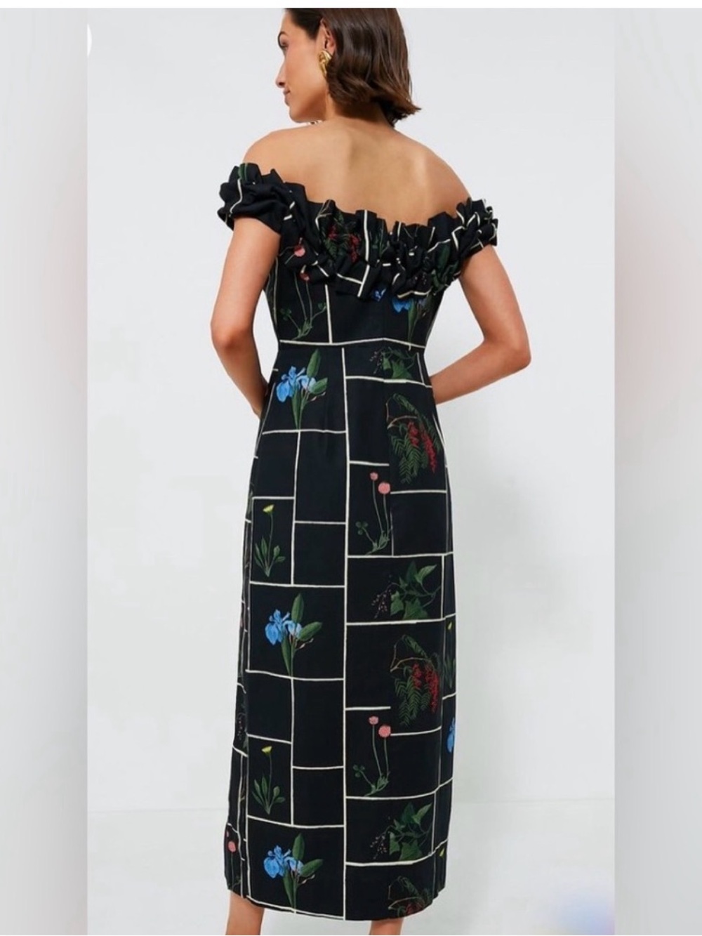 Tuckernuck Off-Shoulder Black Floral Midi Dress - Picture 2 of 6